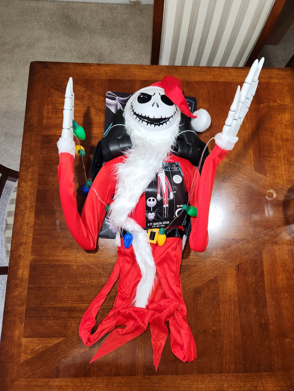 New 6ft  Disney Red Jack Skellington Skeleton Santa Decoration